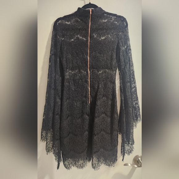 Lulus Small Black Lace Bell Sleeve Dress - Picture 4 of 8